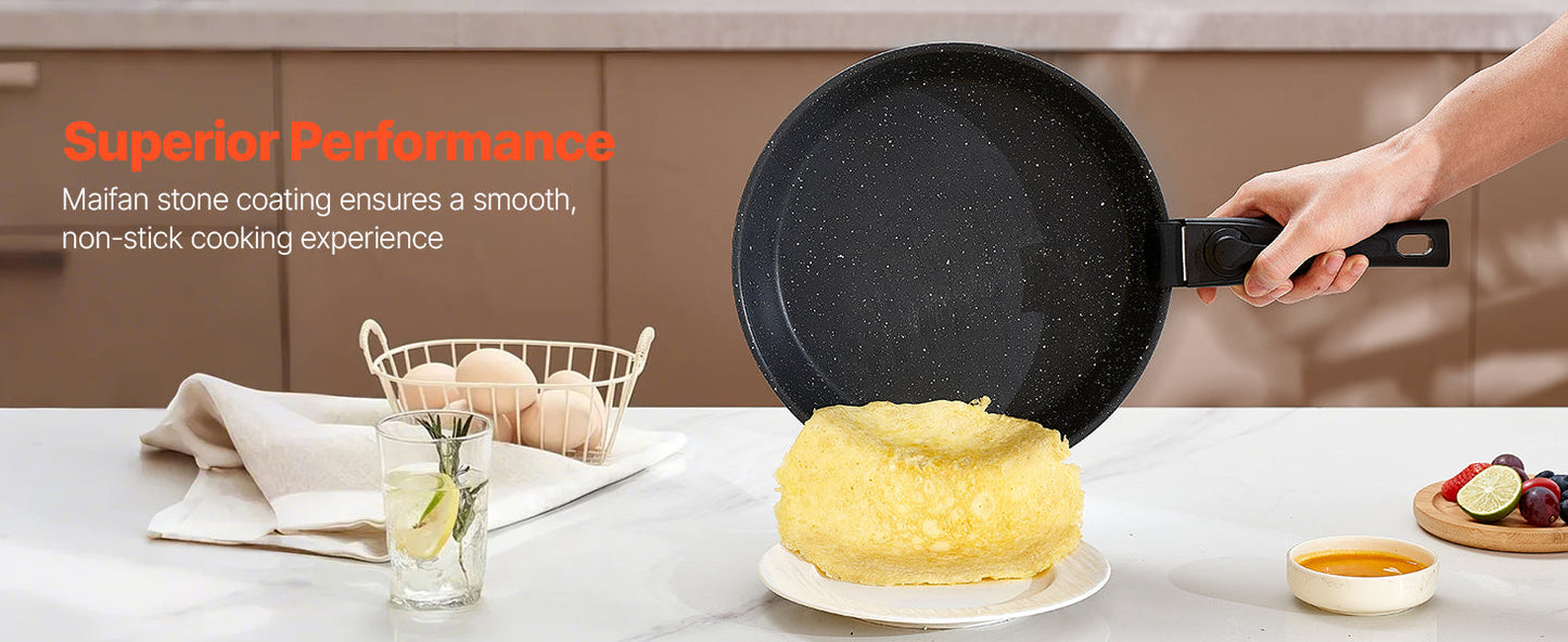 VEVOR 17-Piece Nonstick Granite Cookware Set – Induction Pots, Pans & Frying Tools for Kitchen