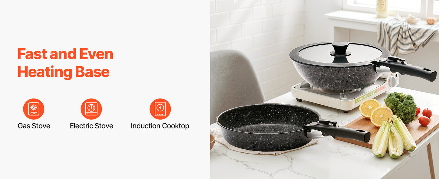 VEVOR 17-Piece Nonstick Granite Cookware Set – Induction Pots, Pans & Frying Tools for Kitchen