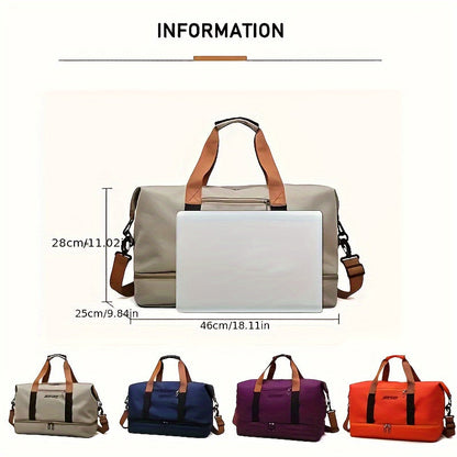 Large Capacity Travel Duffel Bag – Lightweight, Water-Resistant Oxford Cloth, Random Print, Casual Style for Yoga, Training, Outdoor Activities, Weekend Getaways