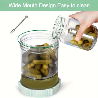 Reversible Pickle Jar – Large 52.9oz Capacity Food Storage Container with Strainer, Leak-Proof for Pickles, Peppers and Long Beans, Kitchen Supplies