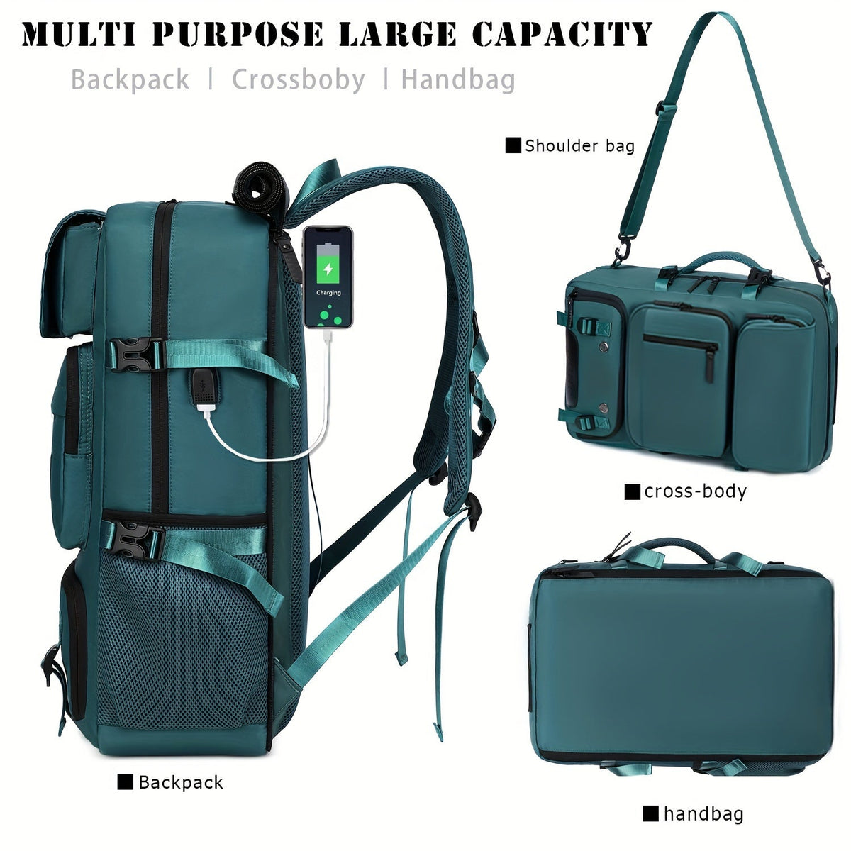 Multifunctional Travel Backpack - Waterproof Computer Backpack with Shoe Compartment, 17.3-Inch Laptop Carry-On, Airline-Approved Schoolbag for Men and Women