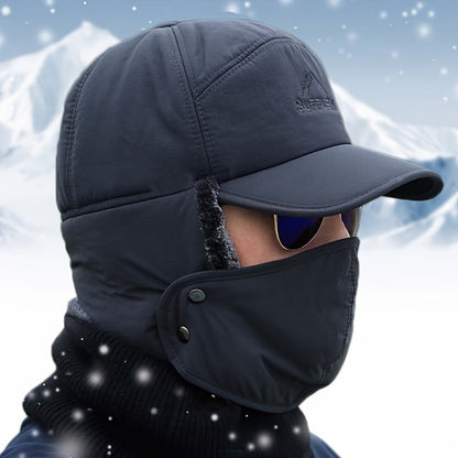 Men's Sporty Thermal Knit Hat – Durable Winter Cap with Warm Faux Fur and Ear Flaps