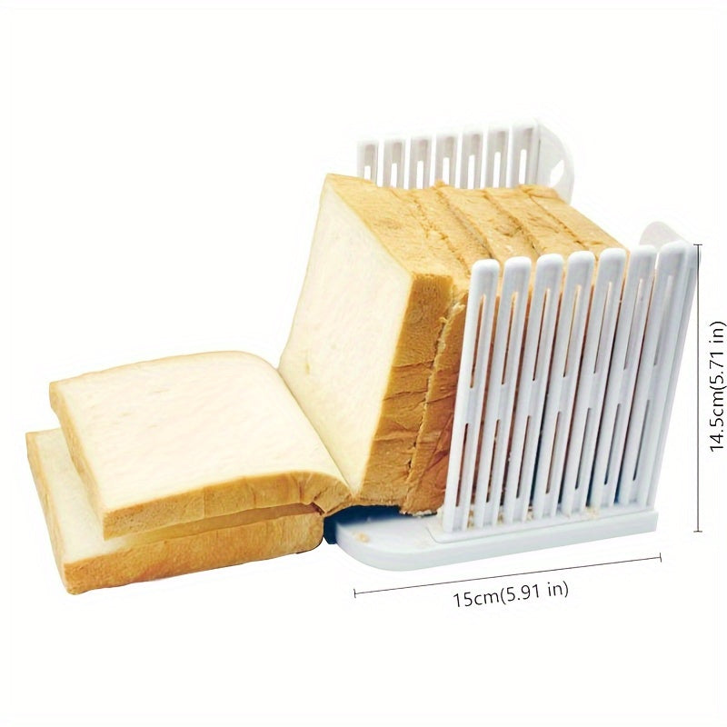 Adjustable Bread Slicer - Foldable White Plastic Toast Cutting Guide for Uniform Loaf Slicing in Home Kitchen