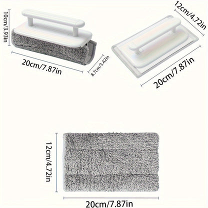4 Piece Window Groove Cleaning Brush Set – Easy Glide Squeegee Handle, 3 Microfiber Cloths, No-Electricity Sliding Door Track & Crevice Cleaning Tool for Home