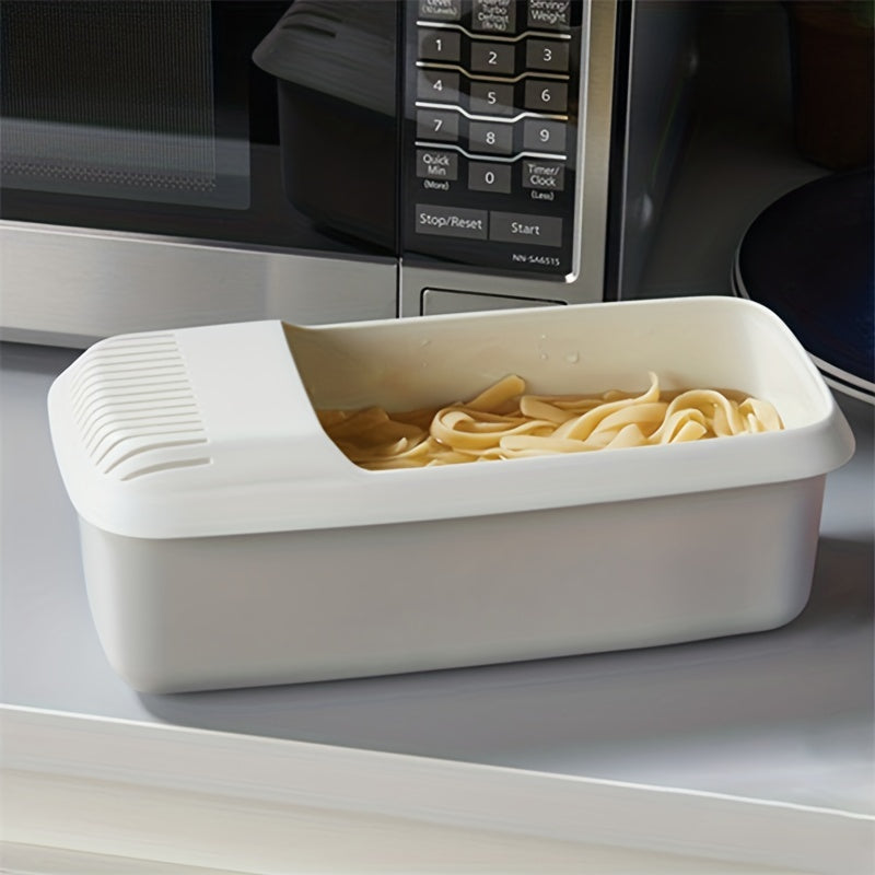 Microwave Pasta Cooker with Strainer – Heat-Resistant Pasta Boat Steamer, Spaghetti Noodle Cooking Box, Essential Kitchen Utensil for College Dorms and Apartments