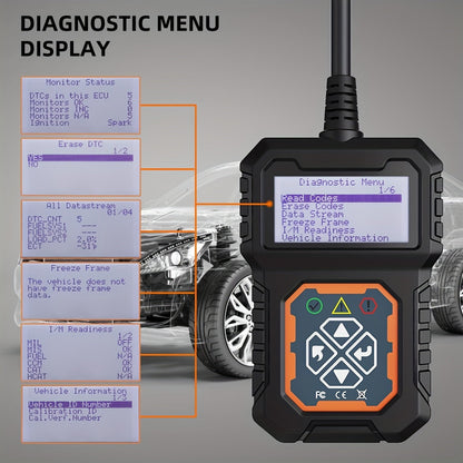 Car Code Reader – OBD2 Diagnostic Scanner for Check Engine Light and Fault Codes – EOBD CAN Protocols Tool for 12V OBDII Cars ( Since 1996 )