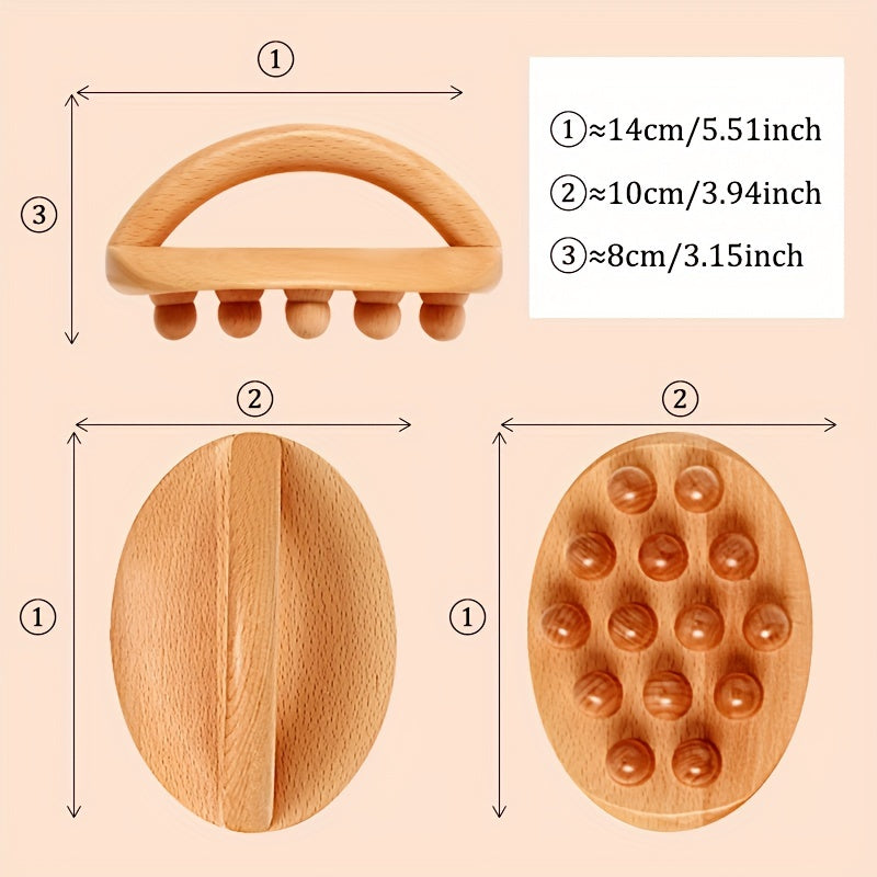 Wood Massage Tools (1 or 2 Pieces) - 14 Smooth Beads for Body Shaping and Meridians Unblocking - Perfect for Post-Exercise Fatigue Relief