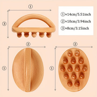 Wood Massage Tools (1 or 2 Pieces) - 14 Smooth Beads for Body Shaping and Meridians Unblocking - Perfect for Post-Exercise Fatigue Relief