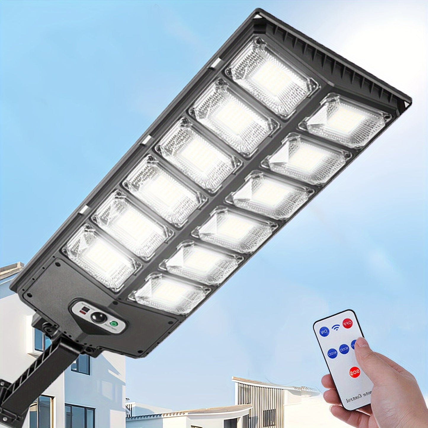 504 LED Solar-Powered Motion Sensor Street Light – Dusk to Dawn Energy-Saving Security Lamp for Roads, Commercial Areas, and Outdoor Spaces