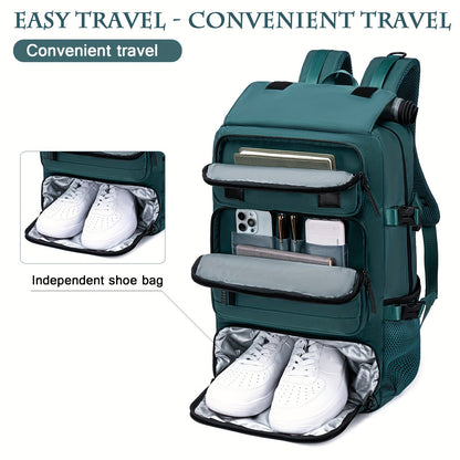 Multifunctional Travel Backpack - Waterproof Computer Backpack with Shoe Compartment, 17.3-Inch Laptop Carry-On, Airline-Approved Schoolbag for Men and Women