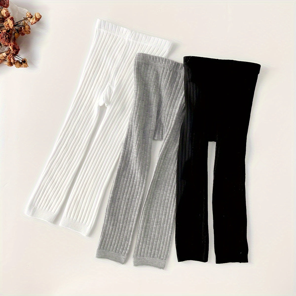 Girls' Solid Color Versatile Leggings – Soft & Comfy Casual Tights for All Seasons