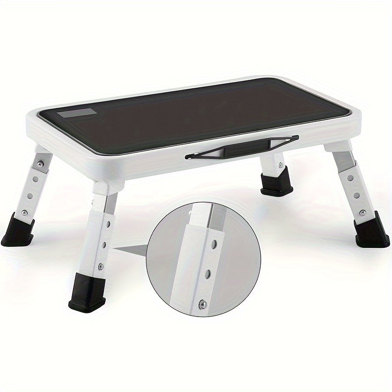 Adjustable Height Folding Step Stool – Non-Slip Platform, 330 lbs Capacity, Durable Iron Construction (Gray/Black)