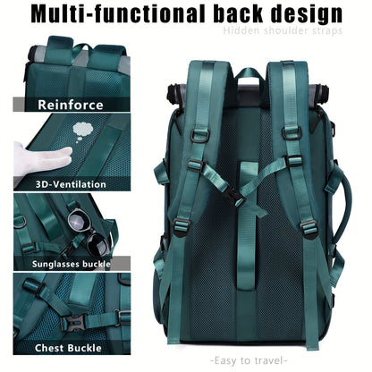 Multifunctional Travel Backpack - Waterproof Computer Backpack with Shoe Compartment, 17.3-Inch Laptop Carry-On, Airline-Approved Schoolbag for Men and Women