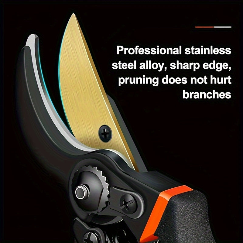 8.5" Professional Titanium Bypass Pruning Shears (T13) – Super Sharp Premium Garden Shears, Heavy Duty Handheld Pruners for Gardening and Hedge Trimming