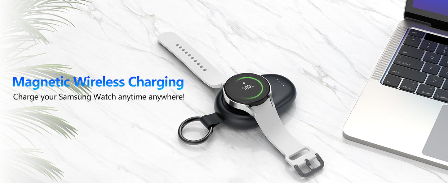 NEWDERY Magnetic Keychain Charger — Portable Wireless Power Bank for Samsung Galaxy Watch 7/Ultra/6/6 Classic/5 Pro/4/3 & Active 2/1