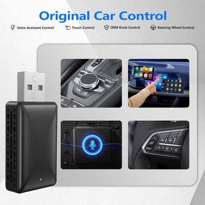 Universal 2-in-1 Wireless CarPlay and Android Auto Adapter - Plug and Play, Wi-Fi-Enabled, Low Latency Converter for iPhone iOS 12+ and Android 11+, Car Media Interface