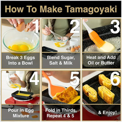 Japanese-Style Tamagoyaki Pan - Square Non-Stick Cooking Pan with Imitation Wood Handle | Ideal for Omelets, Frying, and Small Skillets - Perfect for Home Kitchens and Restaurants