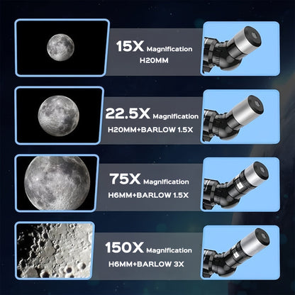 150X High-Powered Refractor Telescope - Portable 70mm Aperture Astronomical Telescope with Tripod, Phone Adapter, and Wireless Remote for Adults and Kids, Ideal for Stargazing and Space Exploration