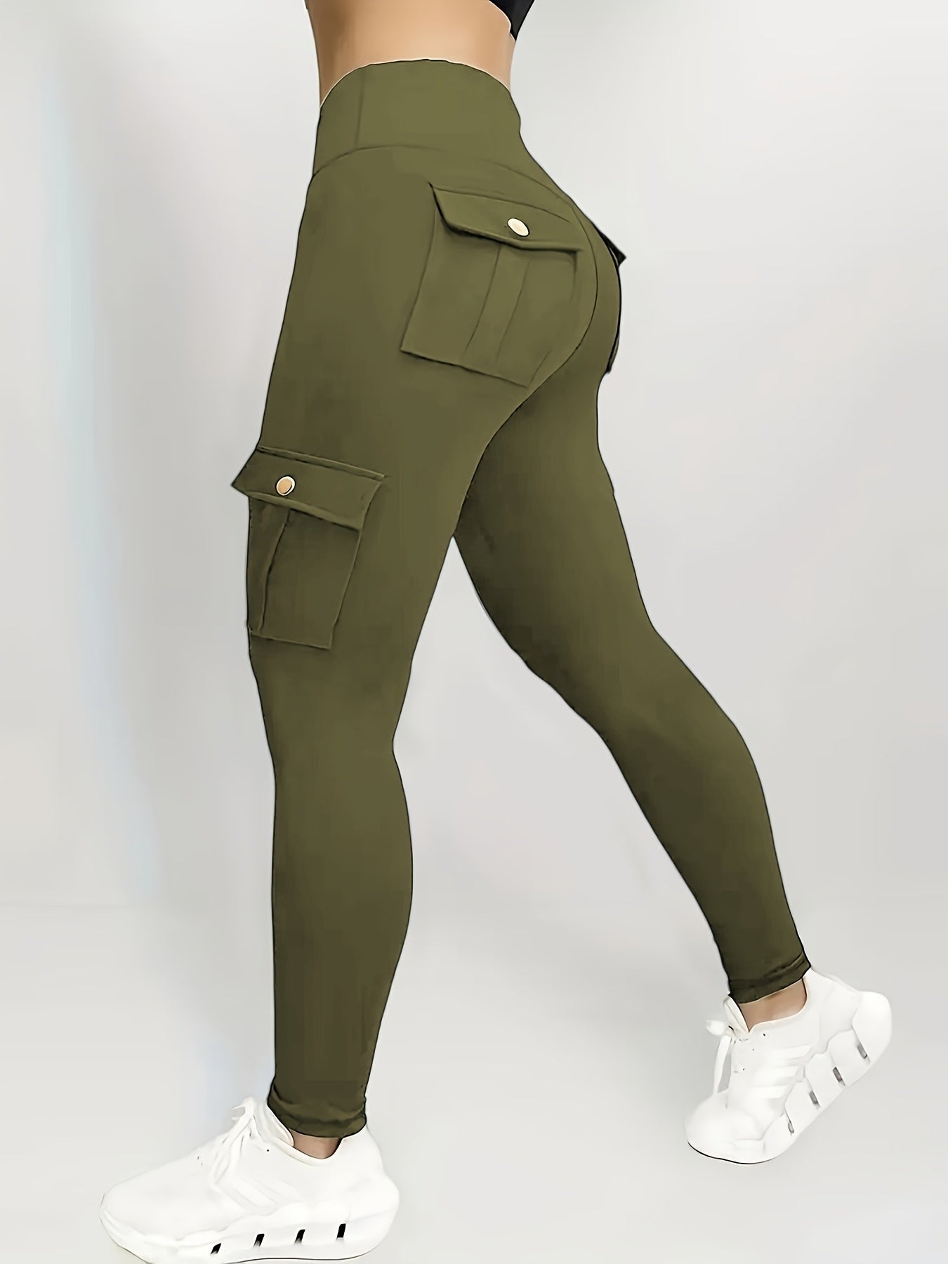 High-Waisted Butt Lifting Yoga Leggings - Women's Fall & Winter Activewear with Pockets, Moisture-Wicking, Four-Way Stretch, Breathable - Solid Color, Perfect for Fitness, Running, Outdoor Activities
