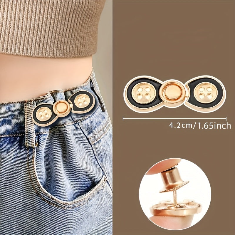 8 Pack Adjustable Waistband Buttons – Removable Instant Denim Pins, No-Sew Tighteners for Loose Jeans, Daisy Flower Design, White