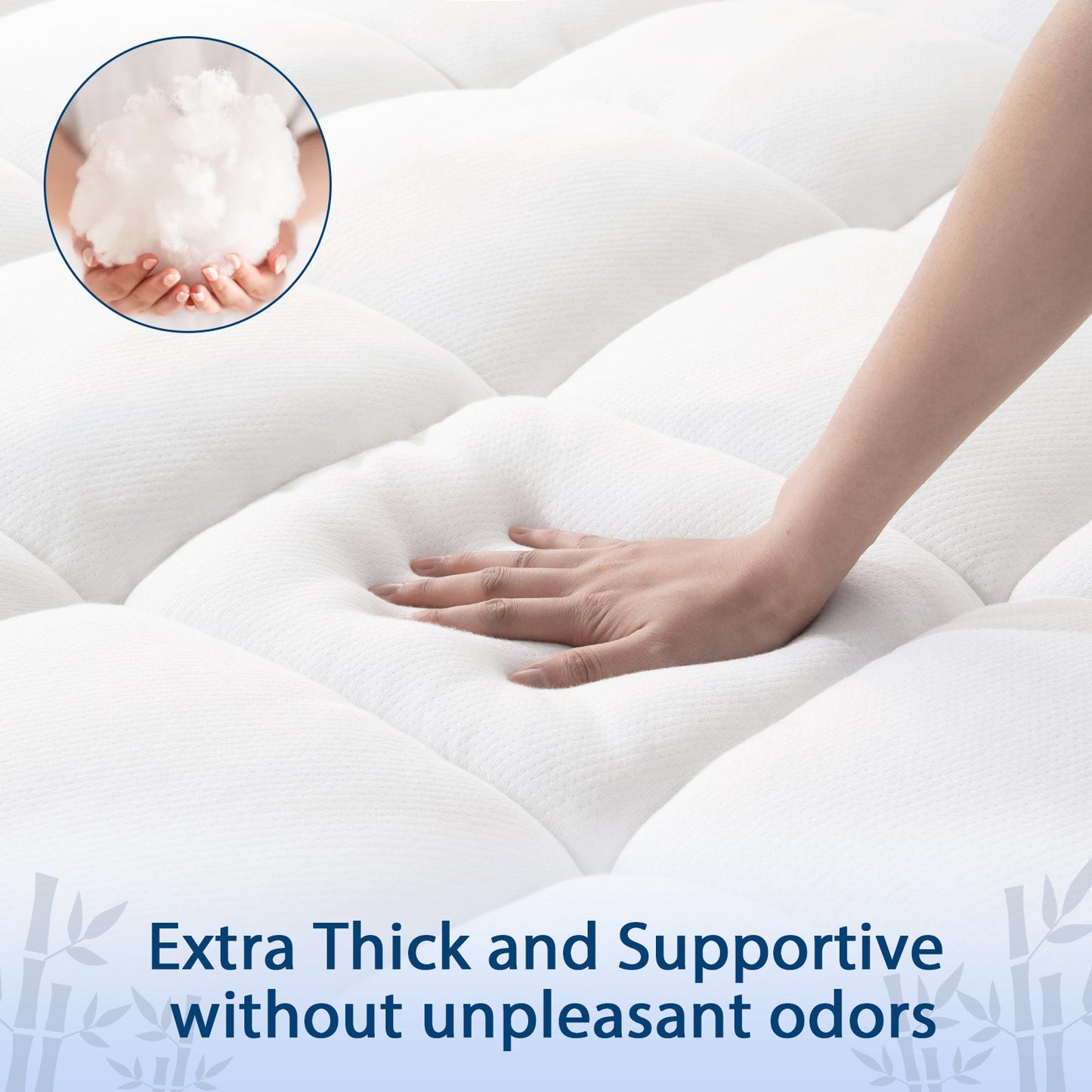 Viscose Bamboo Mattress Topper – Thick Cooling Breathable Pillow Top for Back Pain Relief – Deep Pocket Fits 8-20 Inch Mattresses