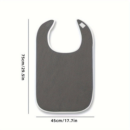 Adult Reusable Bib – Waterproof and Stain Resistant, Suitable for Seniors and Adults, Grey Towel Material, Machine Washable
