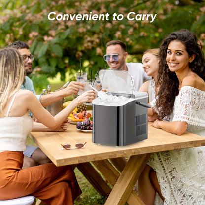 Countertop Ice Maker – Nugget Portable Ice Machine, 9 Bullet Ice Cubes in 6 Minutes, 26.5lbs in 24 Hours, Self-Cleaning with Handle, Basket, Scoop for Home, Kitchen, Party, Camping, RV
