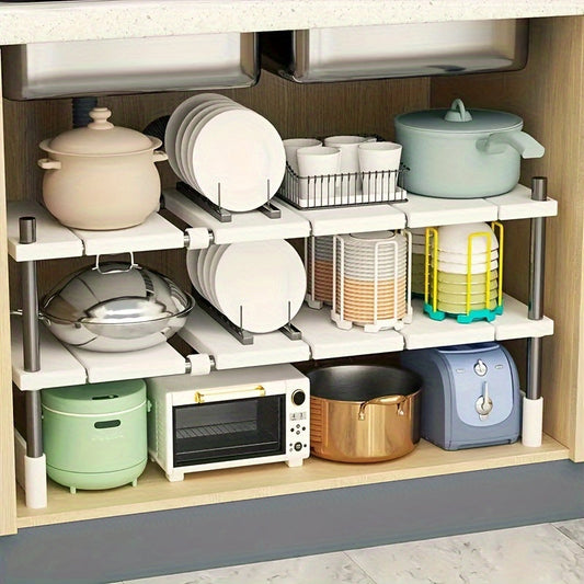 Adjustable Under-Sink Organizer – Stainless Steel Multi-Layer Storage Rack for Kitchen & Bathroom