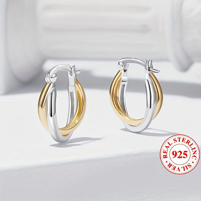Unique Double Color Hoop Earrings – 925 Sterling Silver Hypoallergenic Jewelry for Daily Wear