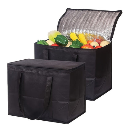 2 Pack XXL Cooler Bag | Insulated Grocery Bags for Food Delivery | Collapsible and Reusable Shopping Bags with Zippered Top | Heavy-Duty, Stands Upright