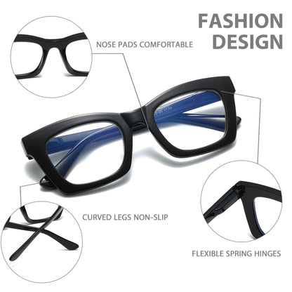 Stylish Oprah-Inspired Blue Light Blocking Reading Glasses - Square Shape with Spring Hinge for Men & Women | Multiple Power Options (1.0 to 3.5) | Ideal for Everyday Use