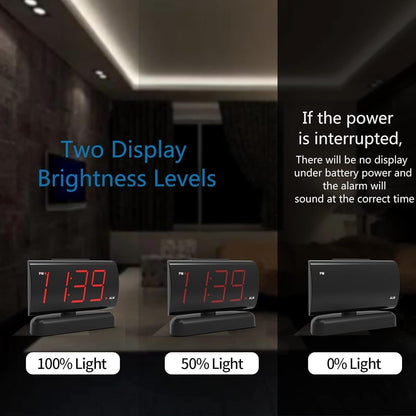 Big Digit Alarm Clock with Swivel Base – 2-Level Alarm Sound & Brightness, 12H Format, Outlet Powered Bedside Clock (B-Red)