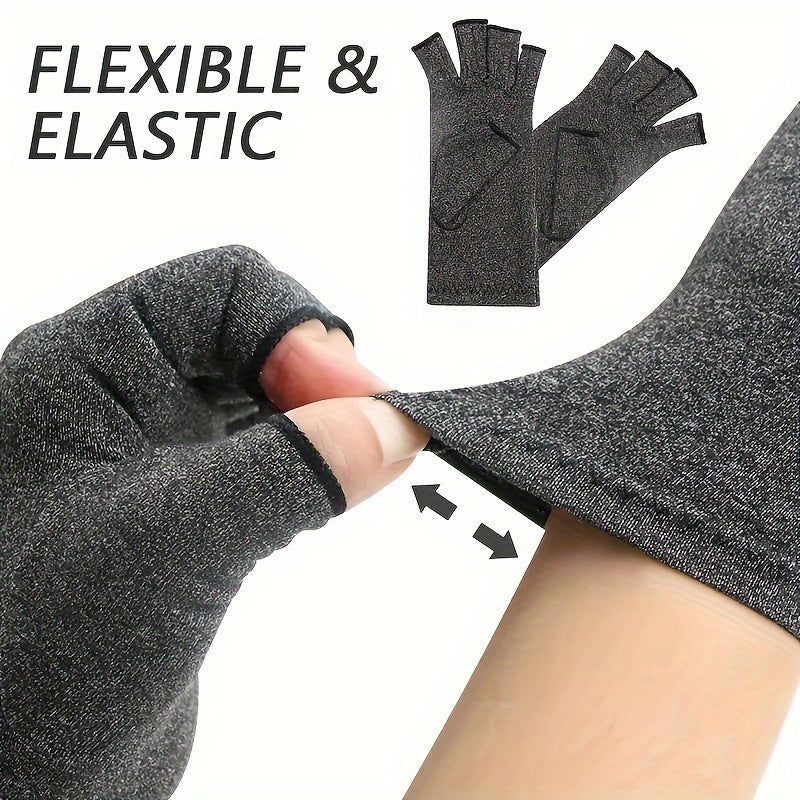 Fingerless Compression Gloves for Women and Men - Hand Joint Wraps, Sports Hand Support Thumb Gloves for Typing, Daily Work, and Hand Care - Open Finger Fit