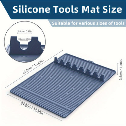 Silicone Grill Mat for Blackstone - 16.5x11.5" Non-Stick, Easy-to-Clean BBQ Accessory with Drip Pad and Spatula Holder