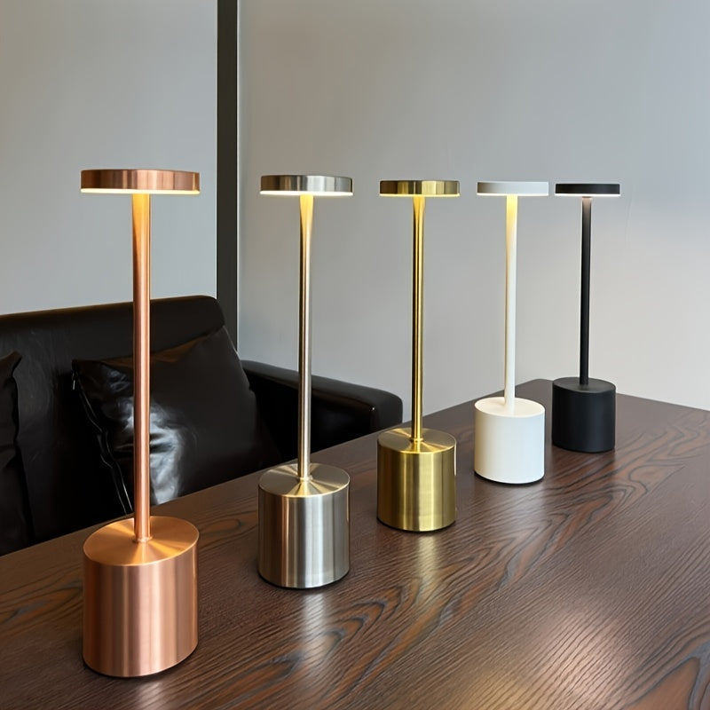 Modern Metal Desk Lamp - Touch Control LED with 3-Color Dimmable Lighting, USB Charging, Adjustable Brightness - Ideal for Bedroom, Living Room, Office and Home Decor