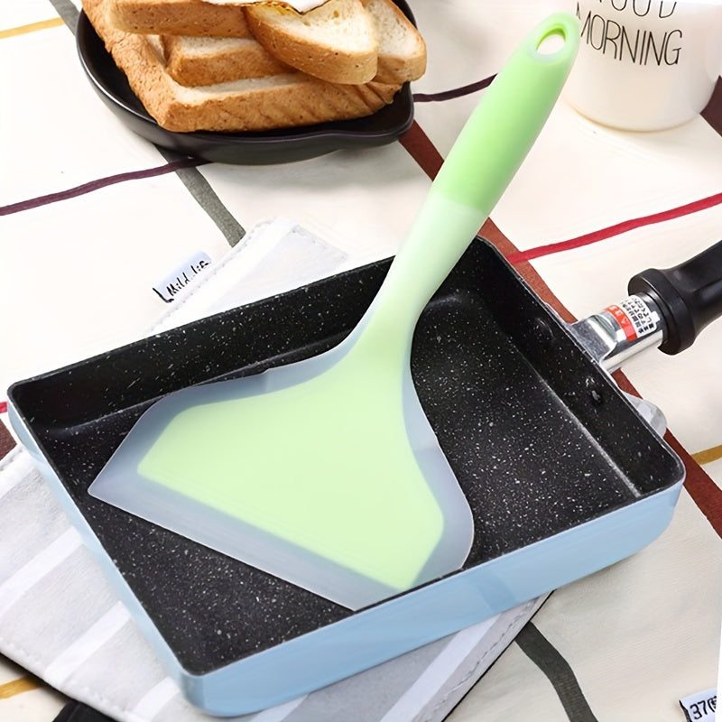 Premium Tamagoyaki Silicone Spatula - Heat-Resistant, Non-Stick with Wide Mouthed Ergonomic Grip - Ideal for Pizza, Frying, Grilling, Pancakes, Fluorescent Green, Eid Al-Adha Mubarak