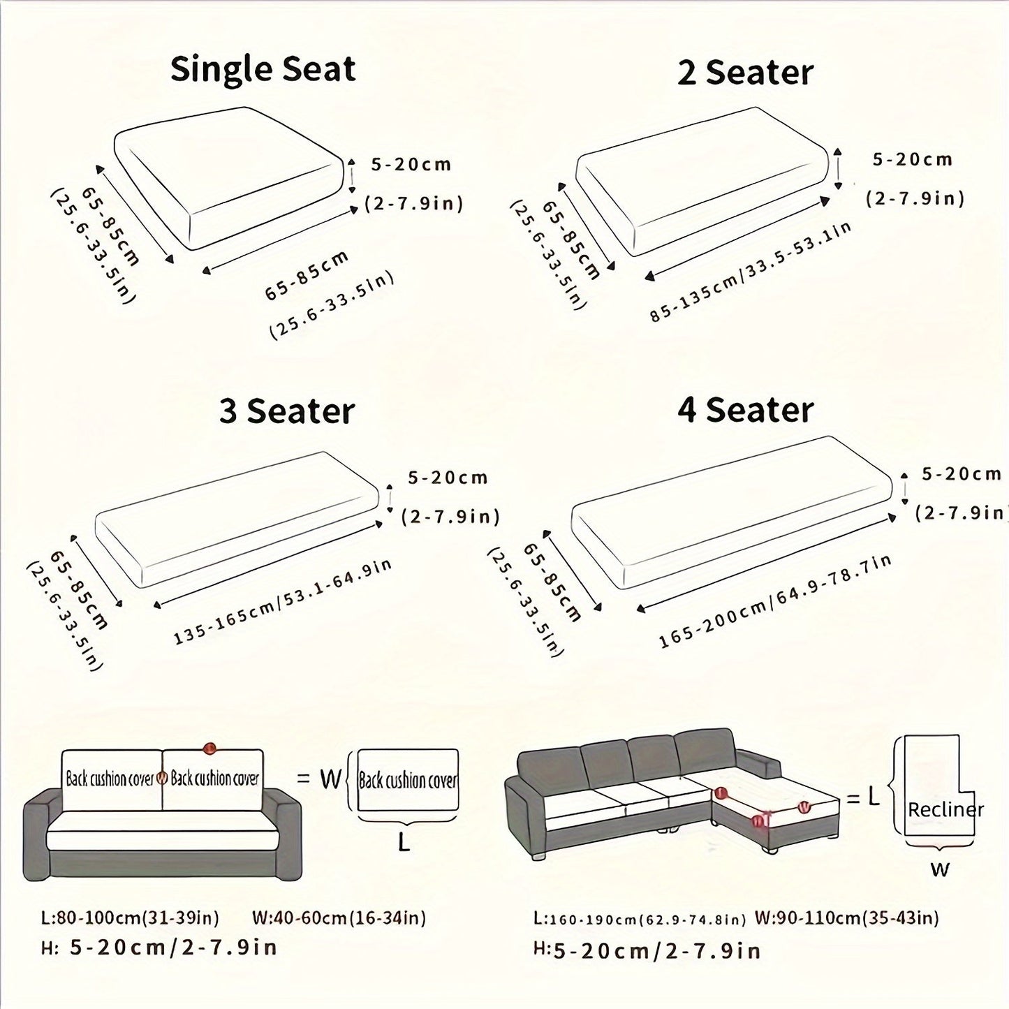 Stretchable Universal Sofa Cushion Cover - Durable and Easy to Clean