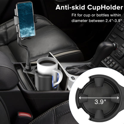 Universal 2 in 1 Car Cup Holder and Mobile Phone Holder – Adjustable Base for Water Cups and Phones