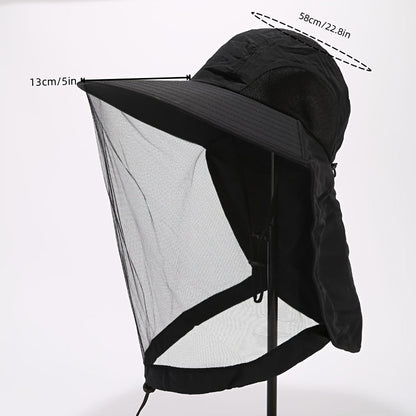 Ultimate Outdoor Mesh Hat – Breathable Sun Protection with Face Mask for Fishing, Hiking, and Camping – Adjustable, Quick-Drying, and Night Vision Friendly