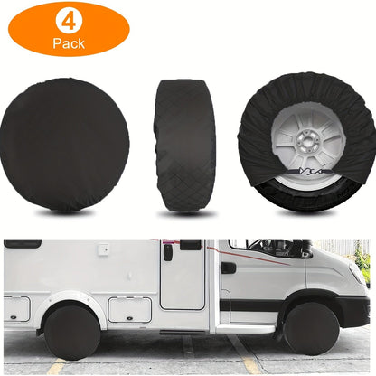 4pcs Black Tire Cover – Waterproof Wheel Protector for Truck, SUV, Trailer, Camper