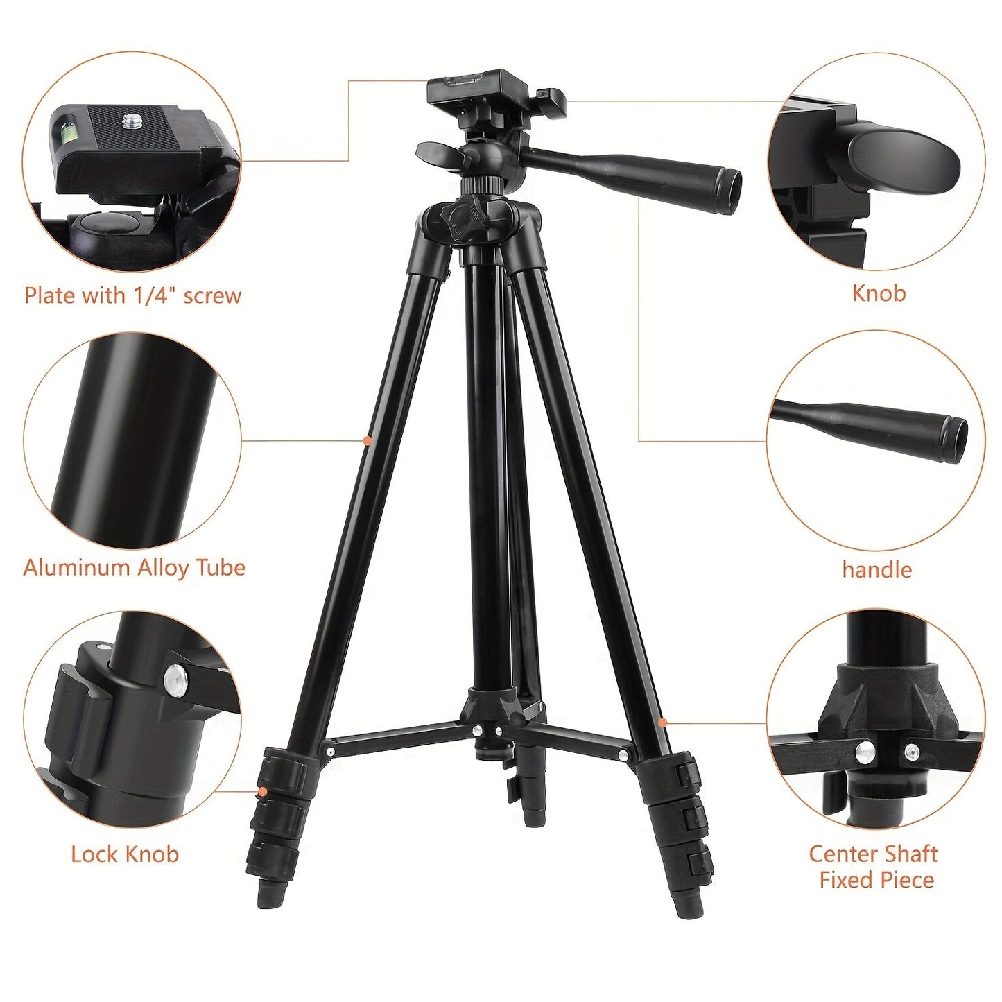 51" Adjustable Travel Tripod for Smartphones - Phone Holder with Remote Control for Meeting Recording, Outdoor Live Streaming, and Vlogging, Perfect Gift Idea