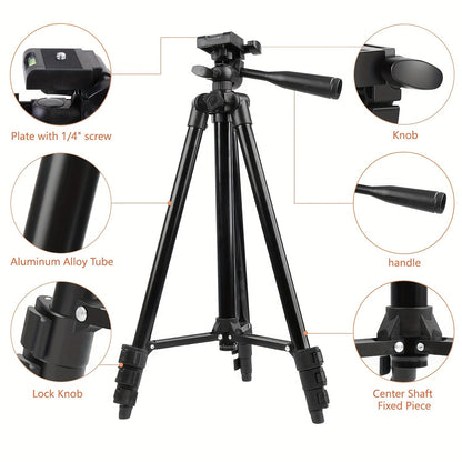51" Adjustable Travel Tripod for Smartphones - Phone Holder with Remote Control for Meeting Recording, Outdoor Live Streaming, and Vlogging, Perfect Gift Idea