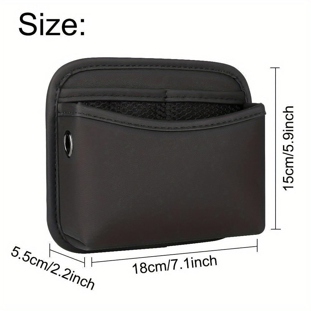 PU Leather Car Side Pocket Organizer - Universal Cell Phone and Sunglasses Holder for Seat Gap, Door, and Console Storage