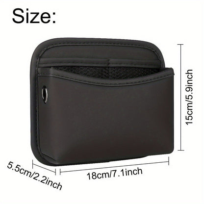 PU Leather Car Side Pocket Organizer - Universal Cell Phone and Sunglasses Holder for Seat Gap, Door, and Console Storage
