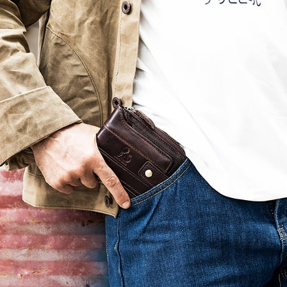 Men's Retro Genuine Leather Multi-Card Wallet with Zip - Large Capacity, Anti-Theft Design