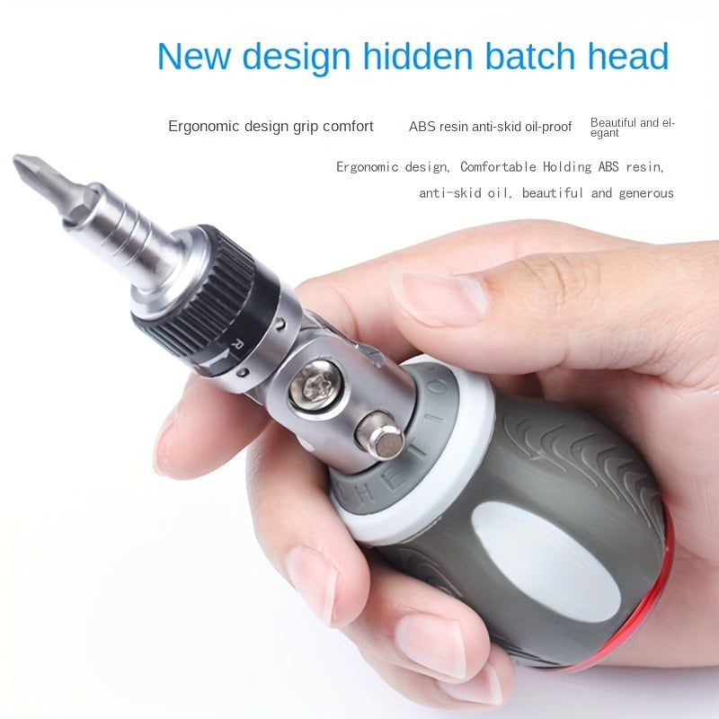 180-Degree Multi-Angle Ratchet Screwdriver Set – Adjustable Chrome Vanadium Steel with Phillips, Triangular, and Special Batch Heads for Household Use