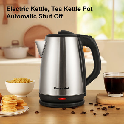 1.8L Stainless Steel Double Wall Electric Kettle – Fast Boiling, Auto Shut Off, Boil-Dry Protection, Cordless, LED Indicator – BPA Free for Coffee, Tea and Hot Beverages