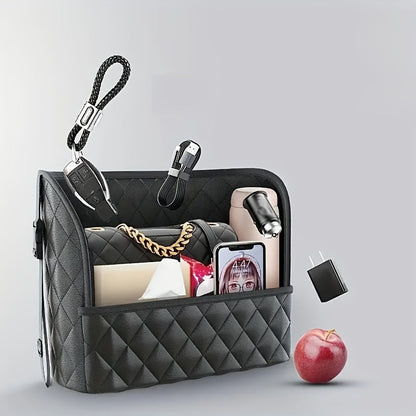 Car Purse Handbag Holder Between Seats – Seat Back Organizer with 3 Pockets and Large Capacity Storage Bag
