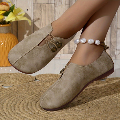 Stylish Round Toe Buckle Shoes – Soft Sole, Solid Color, Casual and Comfortable Single Shoes for Women – Ideal for Daily Wear