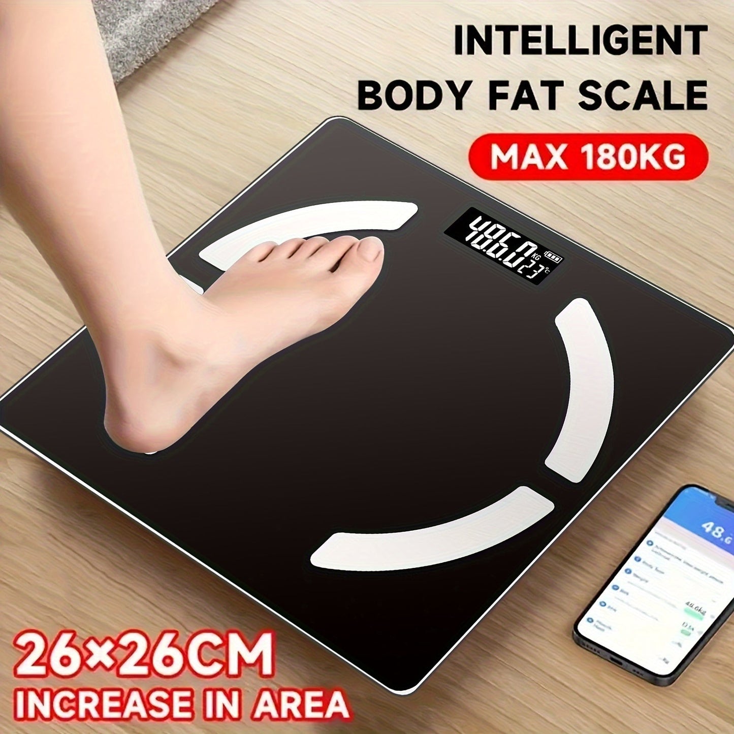 High Precision Body Fat Scale – Electronic Weight Scale with HD Display, 400 lbs Capacity, Multiple Health Data Analysis (BMI, Fat, Muscle, Moisture), Mobile App Connection